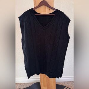Black Cable Knit Sweater Vest
